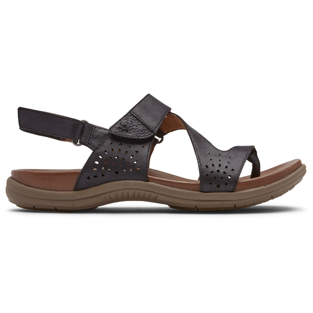 Rockport Canada Cobb Hill Rubey Thong - Womens Sandals Black (EQR280971)